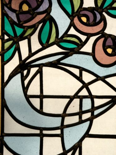 Leaded stained glass panel